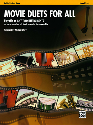 Alfred Music Publishing Movie Duets For All Cello/Bass natų rinkinys