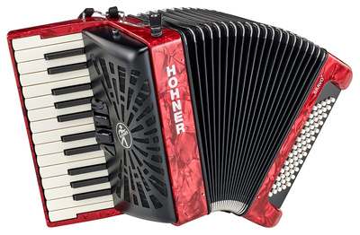 Hohner Bravo II 60 Red silent key pianinis akordeonas