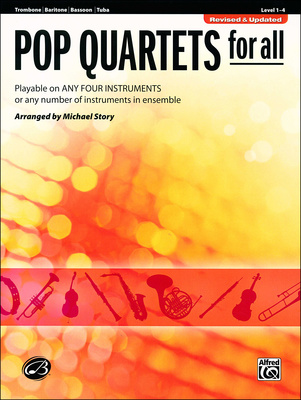 Alfred Music Publishing Pop Quartets For All Trombone literatūra ansambliams