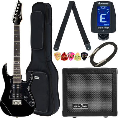Harley Benton RG-Junior BK JamPack elektrinės gitaros komplektas