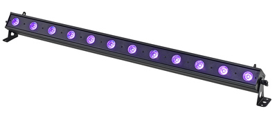 B-Stock, Eurolite LED BAR-12 UV; LED-Leiste mit sechs 1 W UV LEDs; DMX512-Steuerung über jeden handelsüblichen DMX-Controller möglich (belegt max. 2