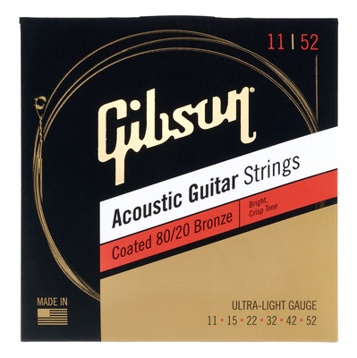 Gibson Coated 80/20 Bronze Ult.Light akustinės gitaros stygos