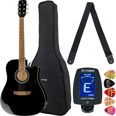 Harley Benton CLD-60SCE BK akustinės gitaros komplektas