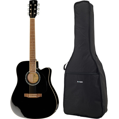 Harley Benton CLD-60SCE BK Cust. Line akustinės gitaros komplektas