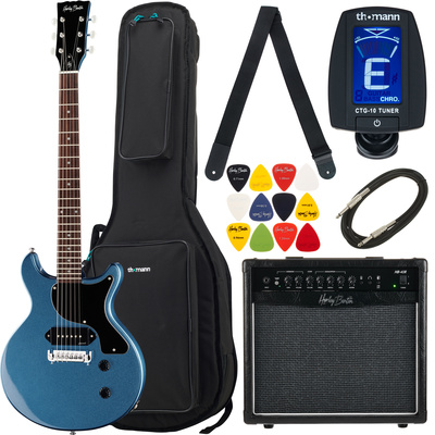 Harley Benton DC-Junior Pelham Blue elektrinės gitaros komplektas