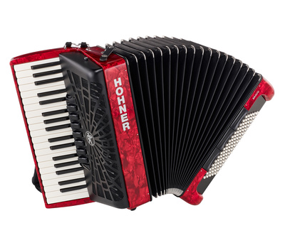 Hohner Bravo III 96 silent key raudonas pianinis akordeonas
