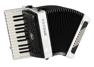 Hohner Bravo II 48 White silent key pianinis akordeonas
