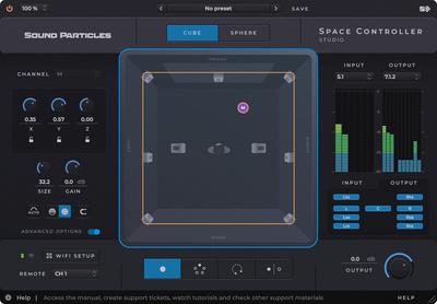 Sound Particles Space Controller Studio garso valdymo programinė įranga  