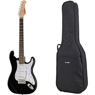 Harley Benton ST-20 BK St. Series elektrinė gitara komplektas