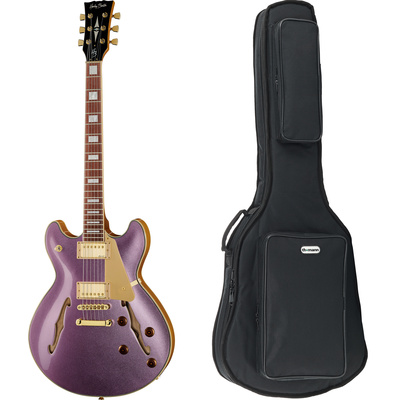 Harley Benton HB-35Plus Metallic Plum pusiau akustinė gitara su dėklu