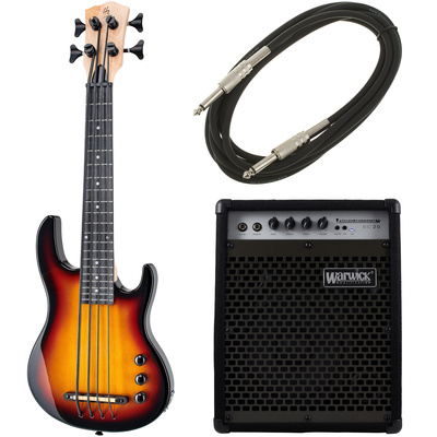 Harley Benton Solid U-Bass Sunburst bosinė ukulelė komplektas