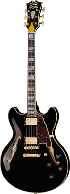 DAngelico Excel DC Solid Black dvigubos išpjovos elektrinė gitara