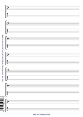 Tunesday Records Music Paper Sheet/Tab Bass