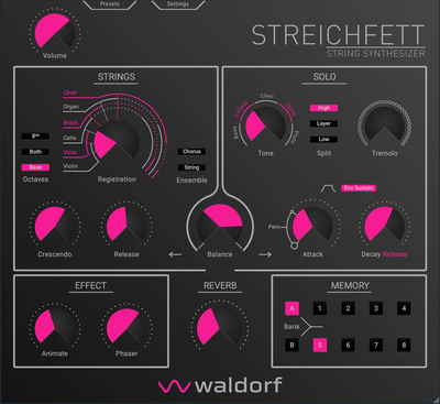 Waldorf Streichfett Plugin virtualus instrumentas