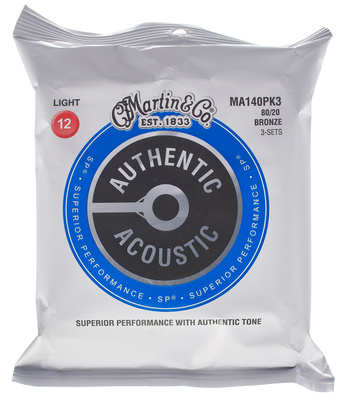 Martin Guitars MA-140 Authentic 3-Pack akustinės gitaros stygos