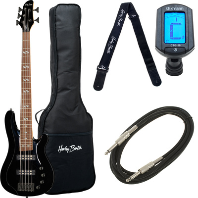 Harley Benton B-550 Black Progressive 5-stygė bosinė gitara bundle