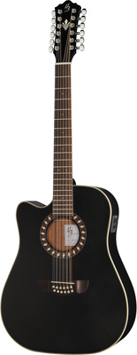 Harley Benton Custom Line CLD-10SCE-12BKS LH dvylikastygė akustinė gitara