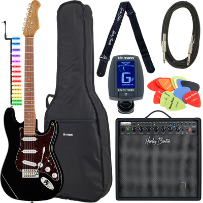Harley Benton ST-62 BK Visual Note komplektas stiliaus gitara