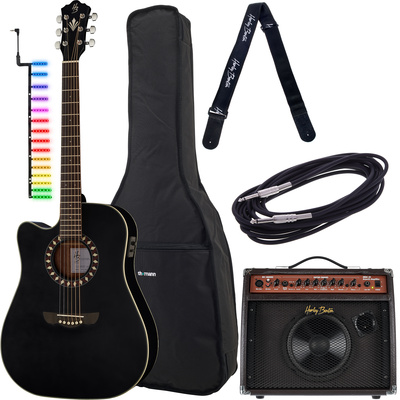Harley Benton HB CLD10SC Visual Note kairiarankių akustinė gitara bundlė