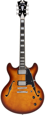 DAngelico Premier DC Dark Iced Tea Burst pusiau akustinė gitara