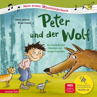 Annette Betz Verlag Peter und Wolf muzikos paveikslų knyga