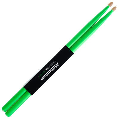 Millenium H5B Hickory Sticks Neon Green būgnų lazdelės