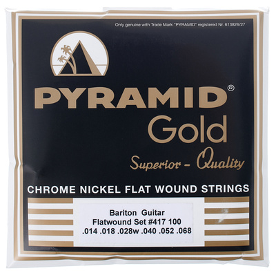 Pyramid 417 Gold Flatwound Baritone 14 plokščiosios elektrinės gitaros stygos