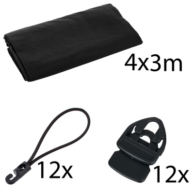 Stageworx Deco Curtain BK 4x3 paruoštas naudojimui moltonas