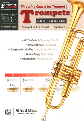 Alfred Music Publishing Grifftabelle Trompete trimitų grifų lentelė