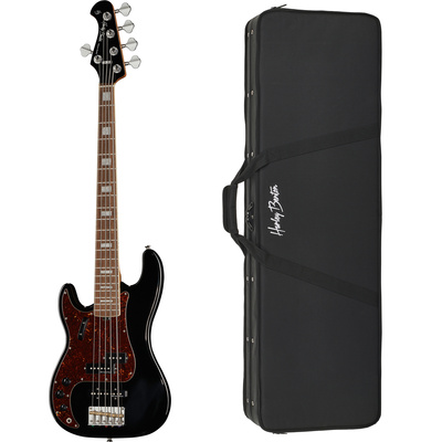 Harley Benton MV-5PJ LH Black bosinė gitara pakuotė