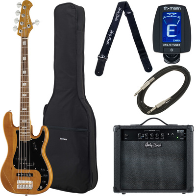 Harley Benton MV-5PJ Natural bosinės gitaros komplektas
