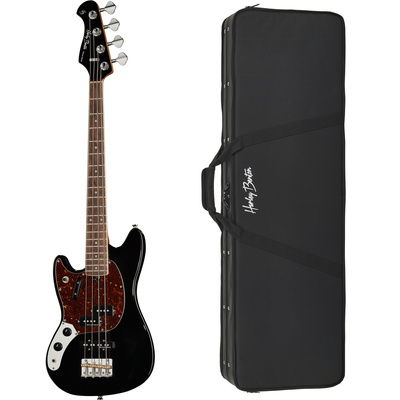Harley Benton MV-4MSB LH Black bosinė gitara komplektas