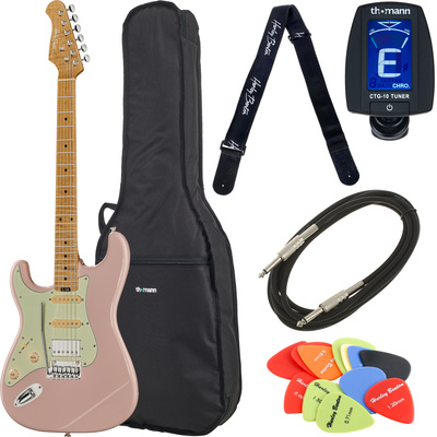 Harley Benton ST-Modern Plus MN HSS L kairiarankė elektrinė gitara(Bundle)