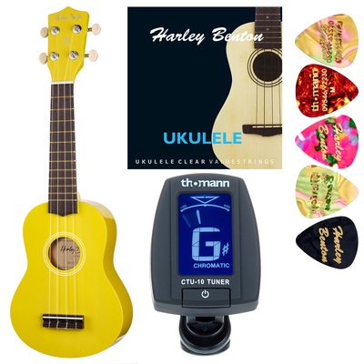 Harley Benton UK-12 Yellow komplektas sopraninė ukulelė