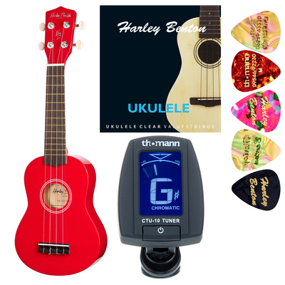 Harley Benton UK-12 Red Bundle sopraninė ukulelė  