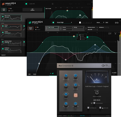 SSL Bus Comp + Sonible smart:EQ garso ir efektų programinė įranga