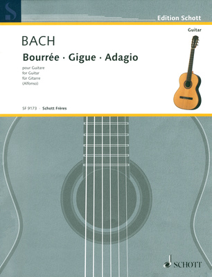 Schott Bach Bourrée/Gigue/Adagio klasikinės gitaros literatūra
