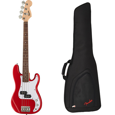 Squier Mini P Bass Dakota Red Bundle īsās mensūras elektriskais bass