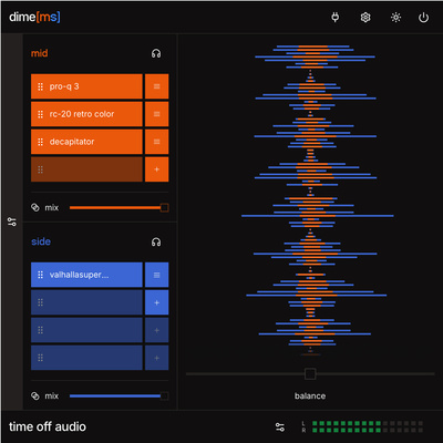 time off audio dime [ms] audio efektu spraudnis