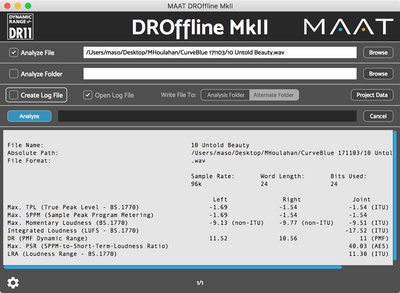MAAT DROffline MkII mērījumu programmatūra