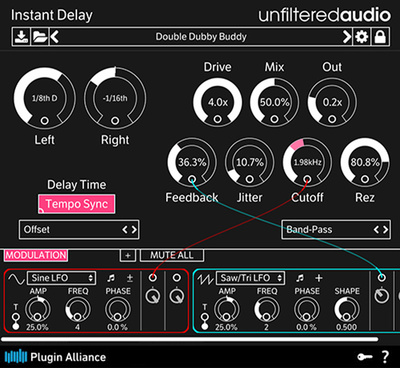 Plugin Alliance Unfiltered Audio Instant Delay aiztures spraudnis
