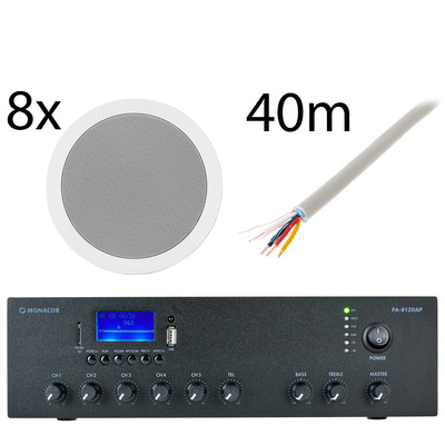 Monacor 8x EDL-28 PA-812DAP Bundle PA komplekts