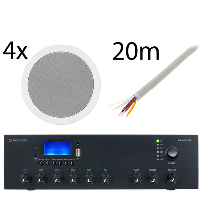 Monacor 4x EDL-28 PA-806DAP Bundle PA komplekts