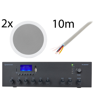 Monacor 2x EDL-28 PA-803DAP Bundle PA komplekts