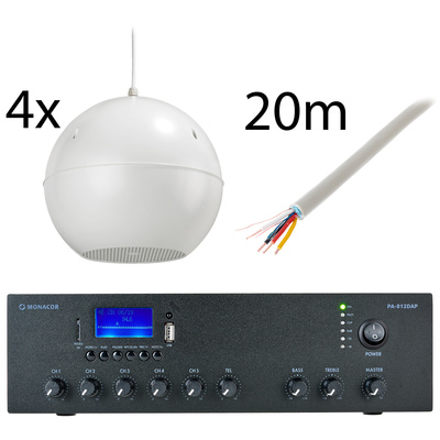 Monacor 4x EDL-420/WS PA-812DAP Bundle PA komplekts