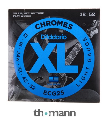 D'Addario ECG25 XL Corde Per Chitarra Elettrica - Light 12-52, Flatwound, Cromate