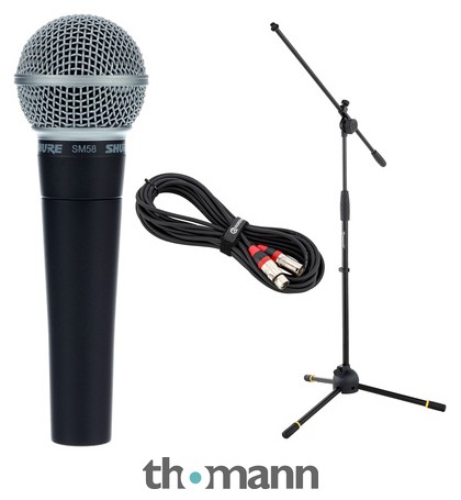 Shure SM 58-SE Mikrofon Set Gesangsmikrofon Niere Mikrofonstativ XLR-Kabel Etui