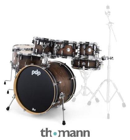 DW Concept Exotic Series Walnut to Charcoal Burst Suspended Tom 8 x 7 in. 