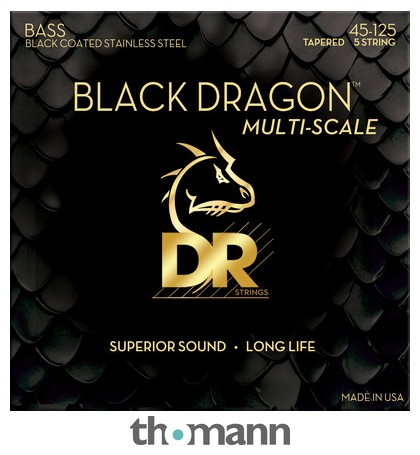 Corde Per Basso A 5 Corde DR Strings Black Beauties - Set 45-125, Nero, Suono Chiaro E Definito