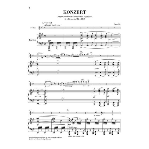 Henle Verlag Bruch Violinkonzert g-moll